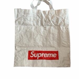 SUPREME White Tote Bag with Red Box Logo